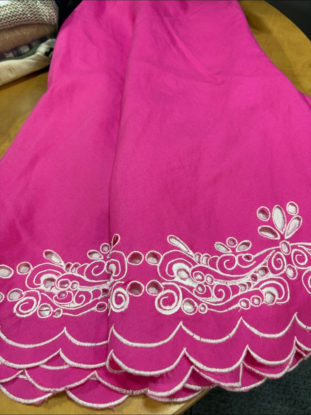 Women's Hot Pink Embroidered Scallop Hem Skirt